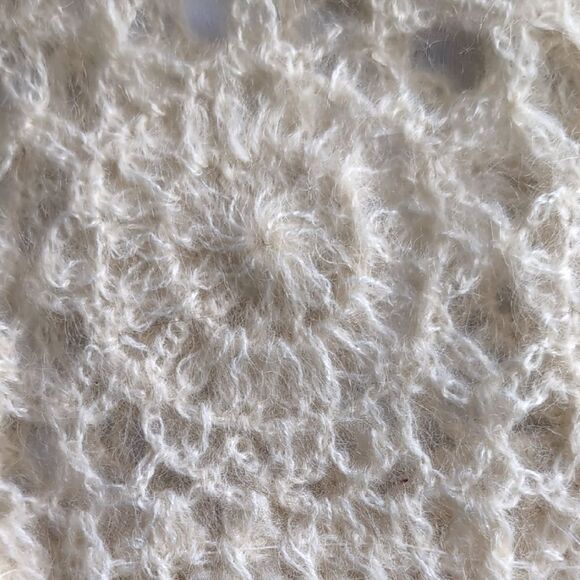 Cream Dainty Mandala Knit Mohair Textured Scoopneck Sweater L - Picture 4 of 13